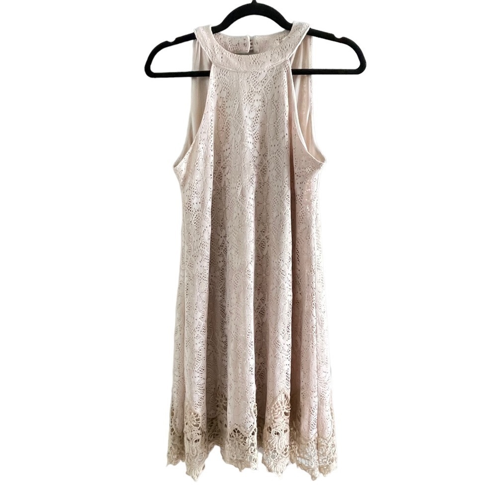 ALTAR’D State Cream Lace Dress Sleeveless Atlanta‎ Midi Lined Crochet Medium